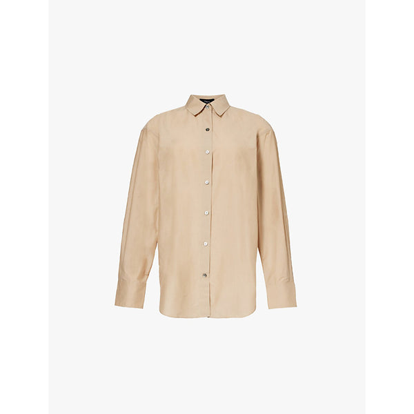  Theory Curved-hem regular-fit cotton-blend shirt