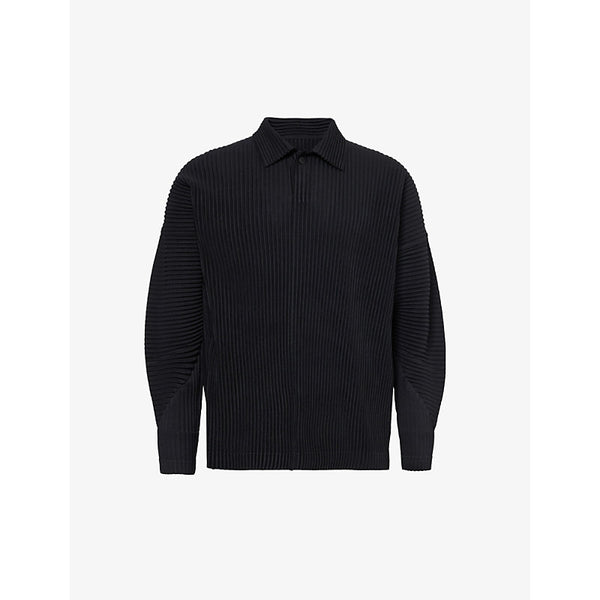 Homme Plisse Issey Miyake Pleated relaxed-fit knitted polo shirt