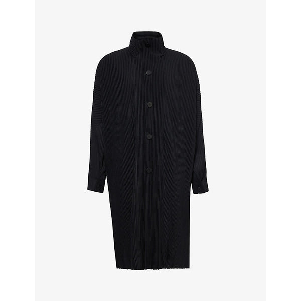 Homme Plisse Issey Miyake Pleated funnel-neck knitted coat