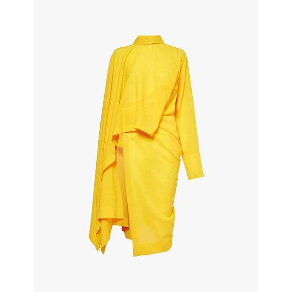 Issey Miyake Enclothe Layered one-long-sleeve wool-blend midi dress | ISSEY MIYAKE