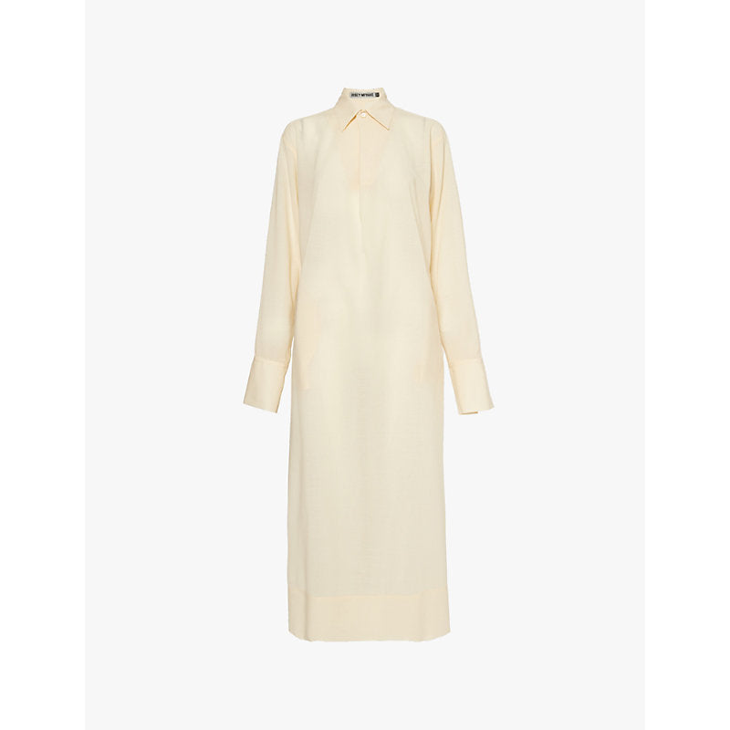 Issey Miyake Enclothe Layered long-sleeves wool-blend midi dress | ISSEY MIYAKE