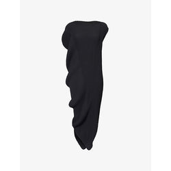 Issey Miyake Asymmetric short-sleeve pleats knitted midi dress | ISSEY MIYAKE