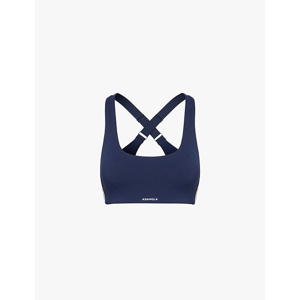 Adanola Ultimate Micro Piping scoop-neck stretch-woven sport bra