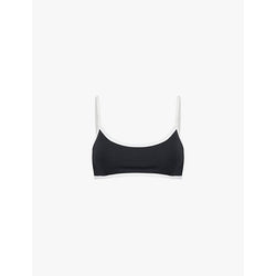  Adanola Scoop-neck contrast-piping bikini top