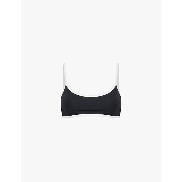  Adanola Scoop-neck contrast-piping bikini top