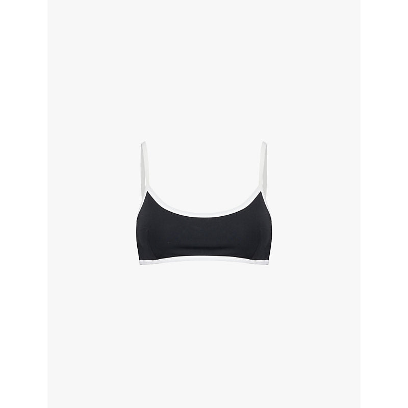  Adanola Scoop-neck contrast-piping bikini top