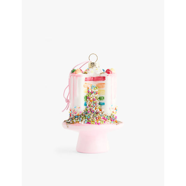 Selfridges Edit Confetti Cake glass Christmas decoration 10.7cm