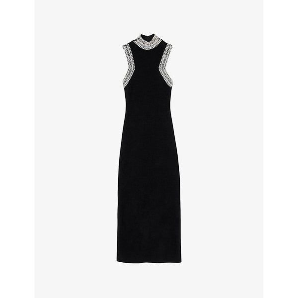 Sandro Bead-embellishment sleeveless woven maxi dress