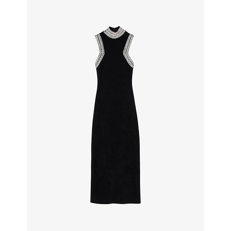 Sandro Bead-embellishment sleeveless woven maxi dress | SANDRO