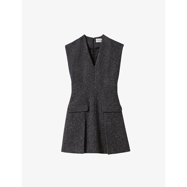 Claudie Pierlot V-neck pleated tweed mini dress | CLAUDIE PIERLOT