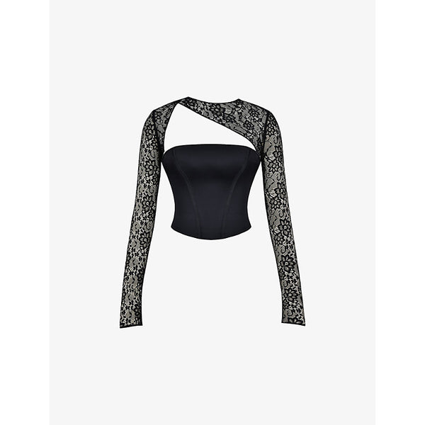  Mistress Rocks Cut-out contrast-panel stretch-woven top