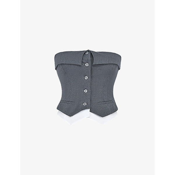  Mistress Rocks Slate strapless stretch-woven waistcoat top