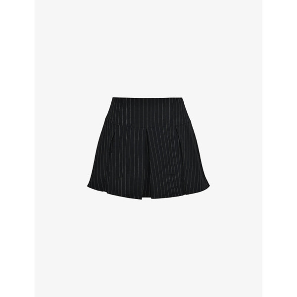  Mistress Rocks Pleated pinstriped stretch-woven mini skirt