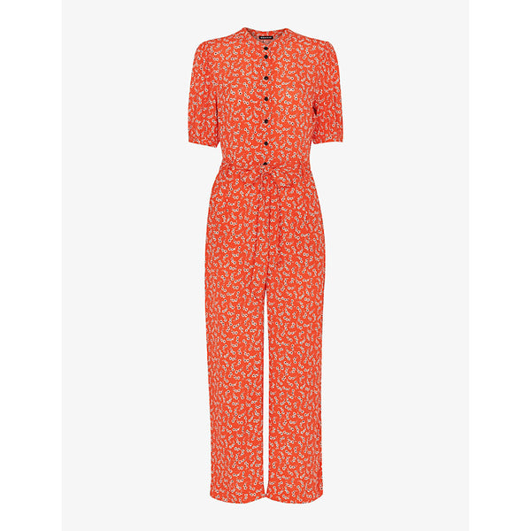 Whistles Micro floral-print woven jumpsuit