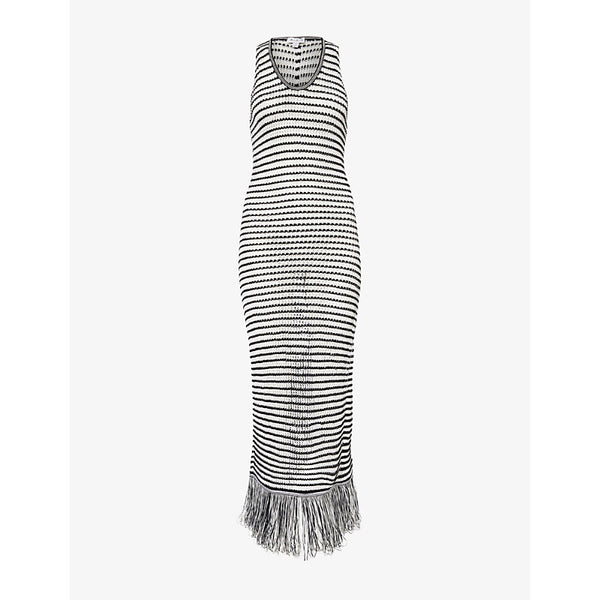 Alaia Asymmetric-hem slim-fit knitted maxi dress | ALAIA