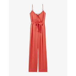  Claudie Pierlot Wrap-front tie-waist woven jumpsuit