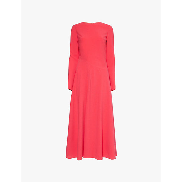 Roksanda Long-sleeve round-neck crepe midi dress