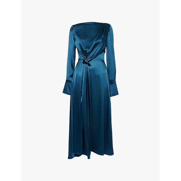 Roksanda Tie-detail long-sleeve silk midi dress | ROKSANDA