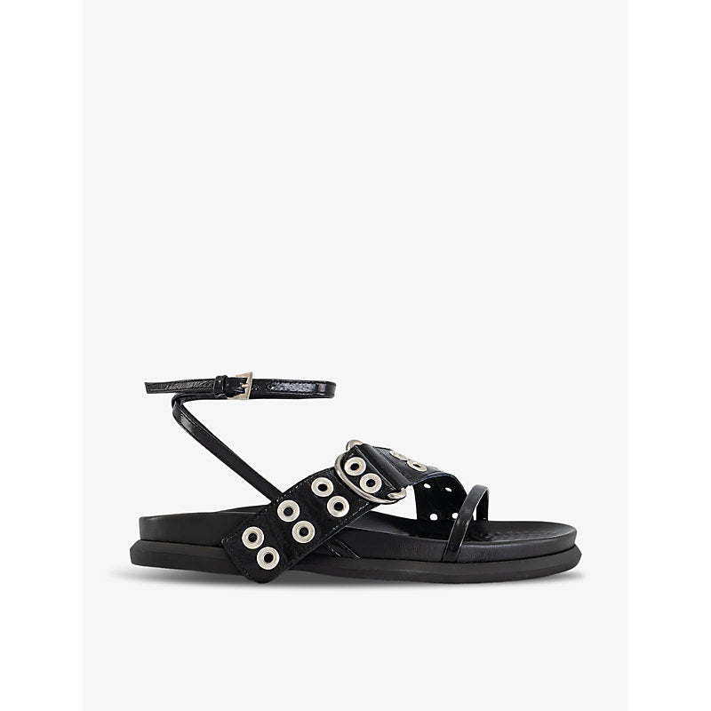 Miista Zilda asymmetric-eyelet strap patent-leather sandals