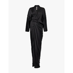 Rick Owens Wrap-front shawl-collar satin maxi dress | RICK OWENS