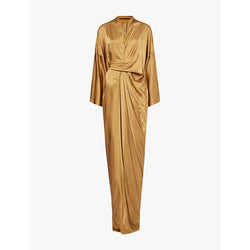 Rick Owens Wrap-front V-neck satin maxi dress | RICK OWENS