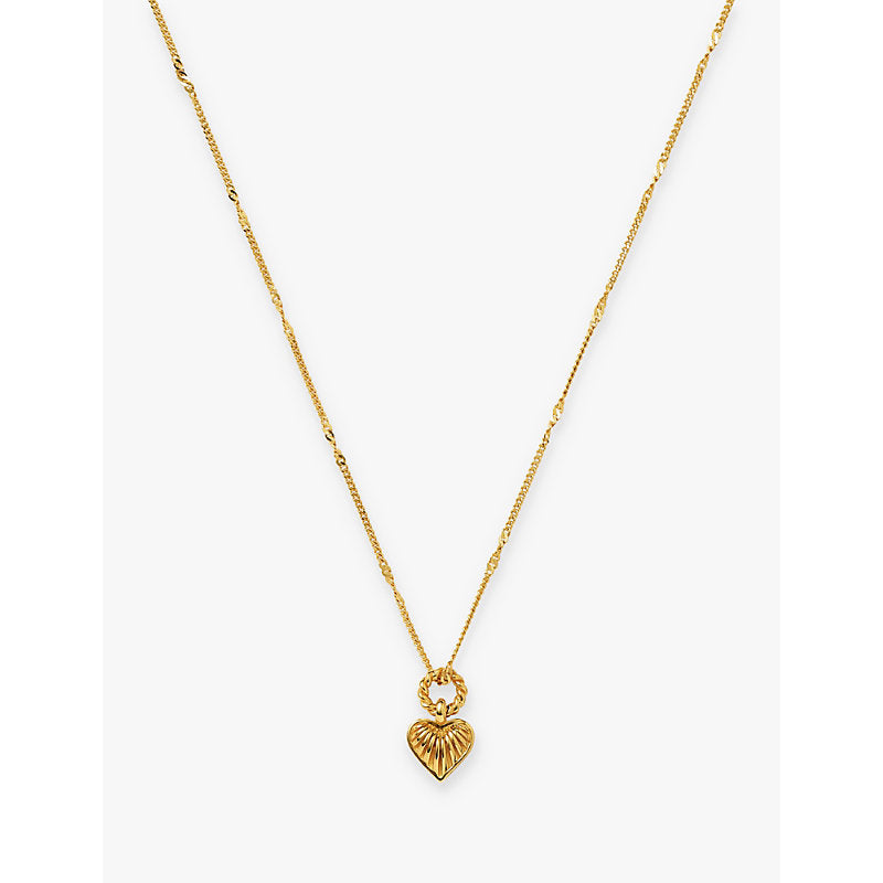 Missoma Mini Ridge Heart 18ct yellow gold-plated brass pendant necklace