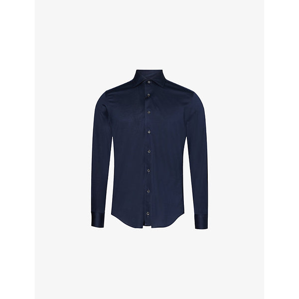  Corneliani Curved-hem regular-fit long-sleeve cotton shirt