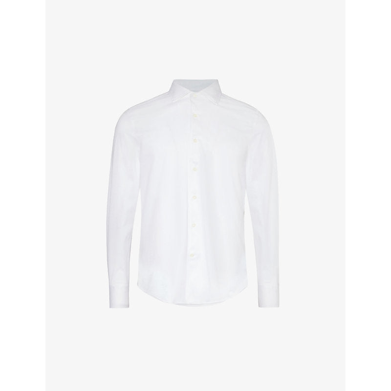  Corneliani Curved-hem regular-fit long-sleeve cotton shirt