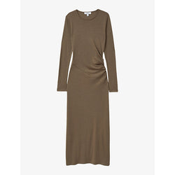 Reiss Sloane round-neck wool midi dress | REISS