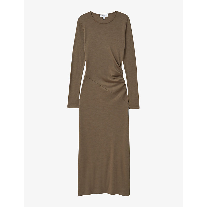 Reiss Sloane round-neck wool midi dress | REISS