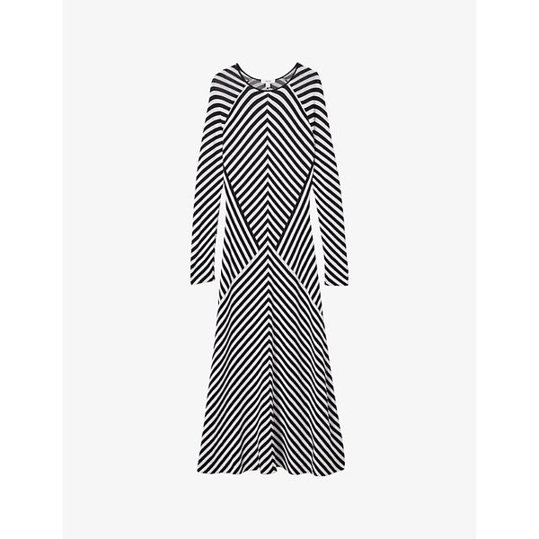 Reiss Kali striped knitted midi dress