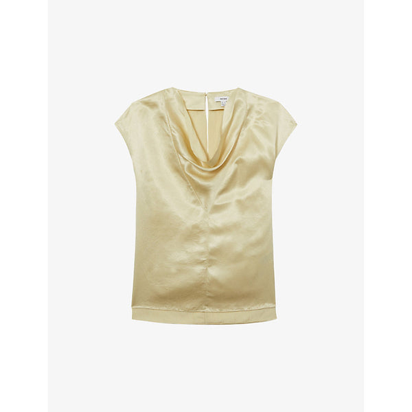 Reiss Fina cowl-neck satin top