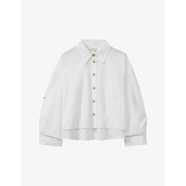  Reiss Relaxed-fit short-sleeve cropped cotton shirt