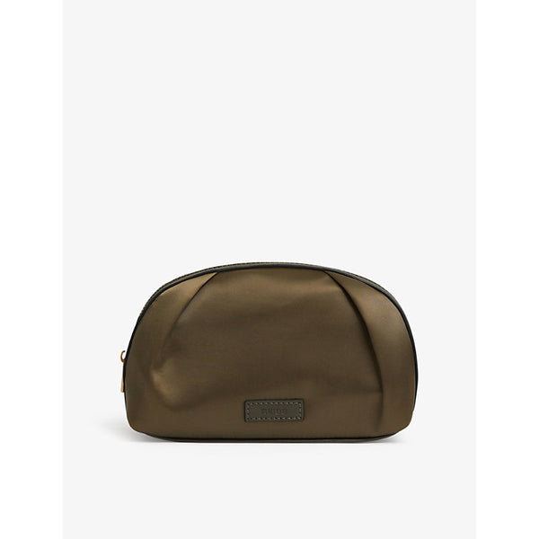 Reiss Logo-patch curved woven make-up bag