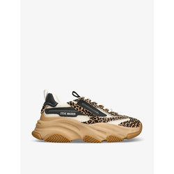 Steve Madden Possession-E leopard-print mixed-textile low-top trainers | Steve Madden