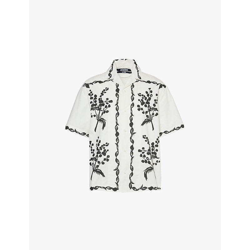 Mens Jacquemus La Chemise graphic-print relaxed-fit cotton-poplin shirt