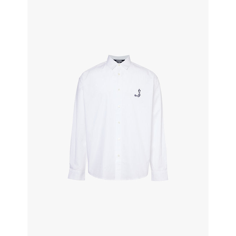 Mens Jacquemus La Chemise Simon logo-embroidered regular-fit cotton shirt