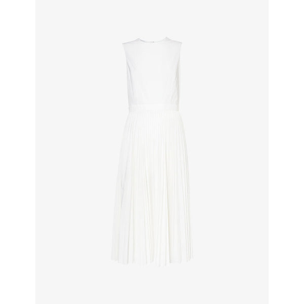 Theory Pleated sleeveless woven midi dress