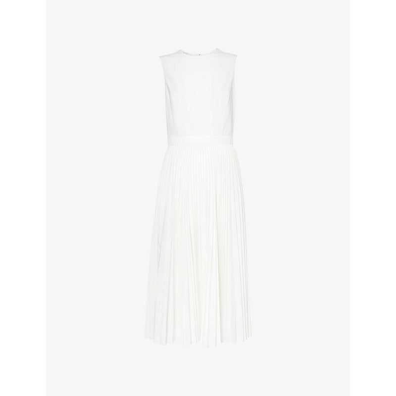 Theory Pleated sleeveless woven midi dress | THEORY