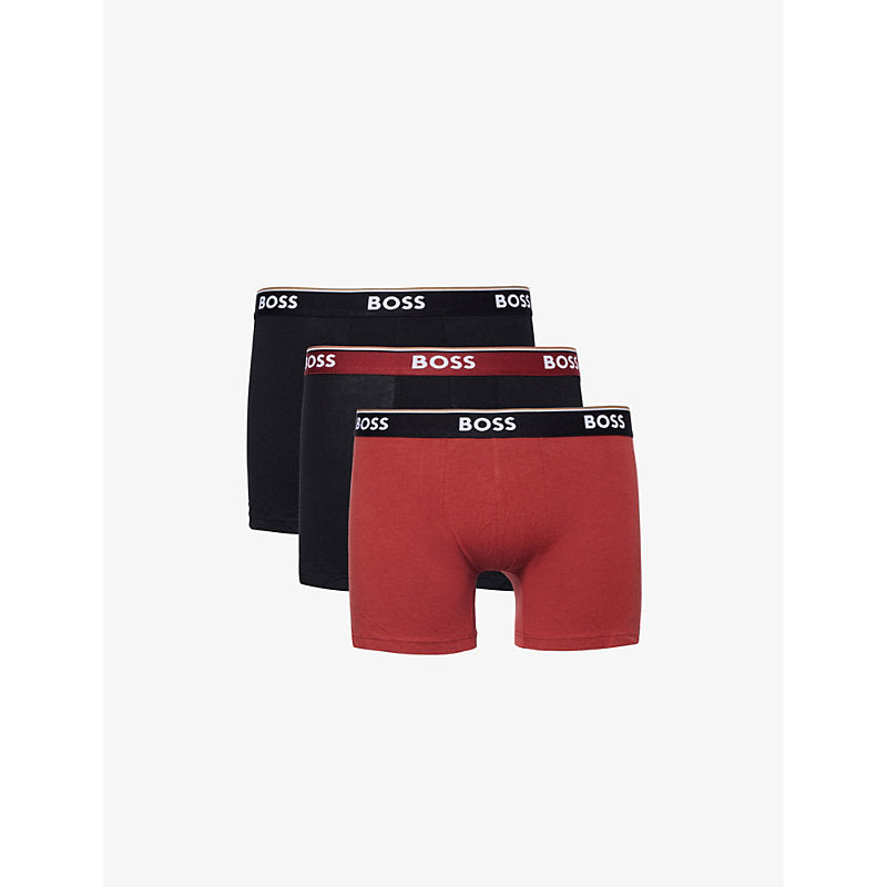  Boss Pack of three cotton-blend jersey trunks