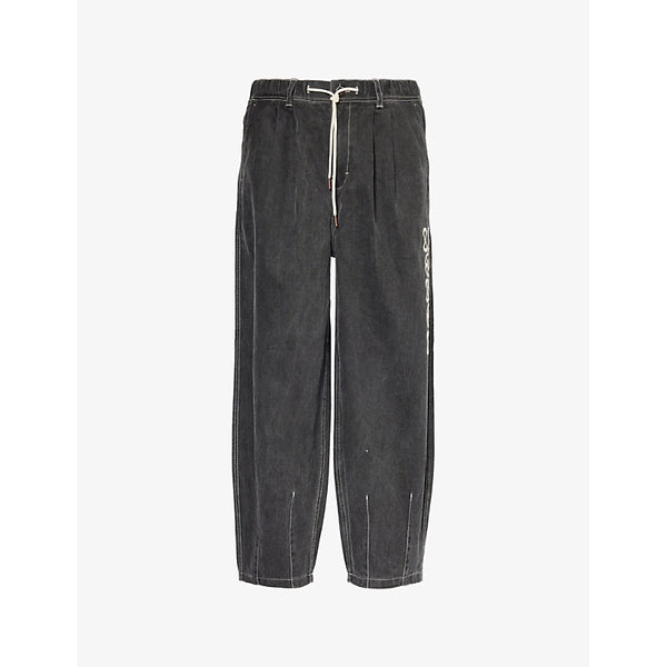  Honor The Gift Twill brand-embroidered wide-leg denim trousers