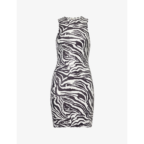 Rotate Birger Christensen Animal-print sequin-embellished stretch-recycled-polyester mini dress