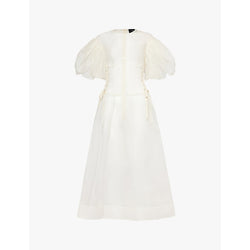 Simone Rocha Petal corset-design silk midi dress | SIMONE ROCHA