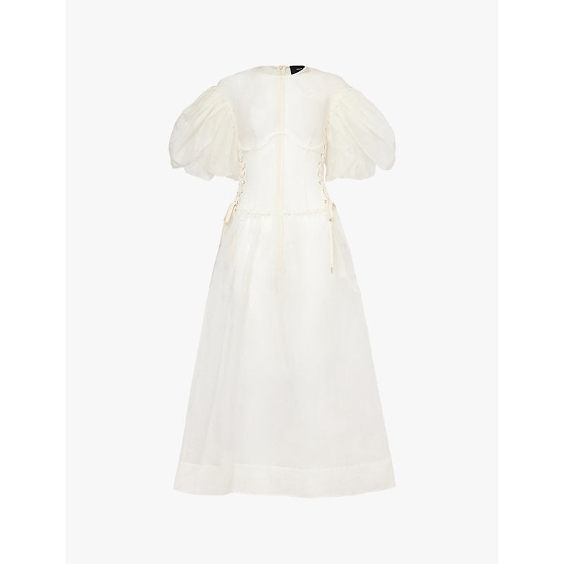 Simone Rocha Petal corset-design silk midi dress | SIMONE ROCHA