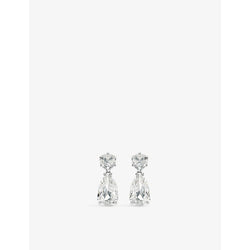  Swarovski Mesmera rhodium-plated brass and crystal drop earrings