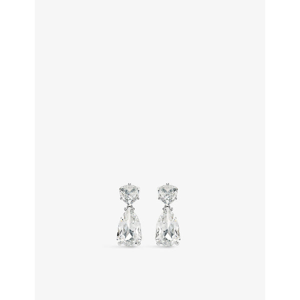  Swarovski Mesmera rhodium-plated brass and crystal drop earrings