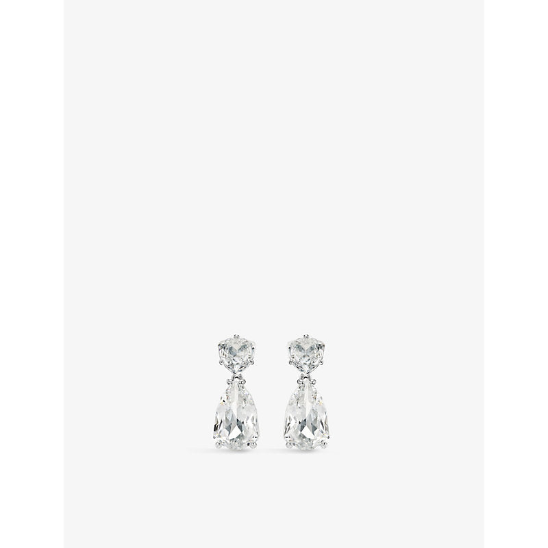  Swarovski Mesmera rhodium-plated brass and crystal drop earrings