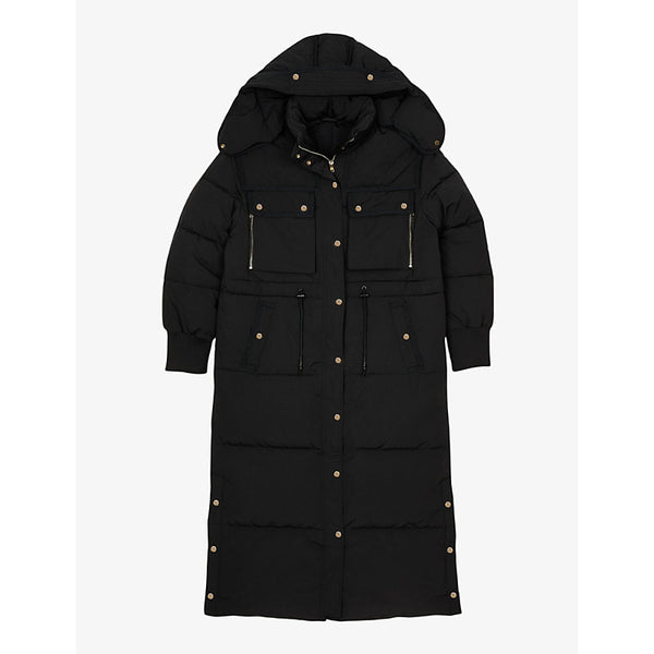 Sandro Patch-pocket long-line hooded shell jacket