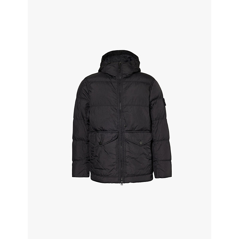  Stone Island Crinkle Reps brand-badge shell-down jacket