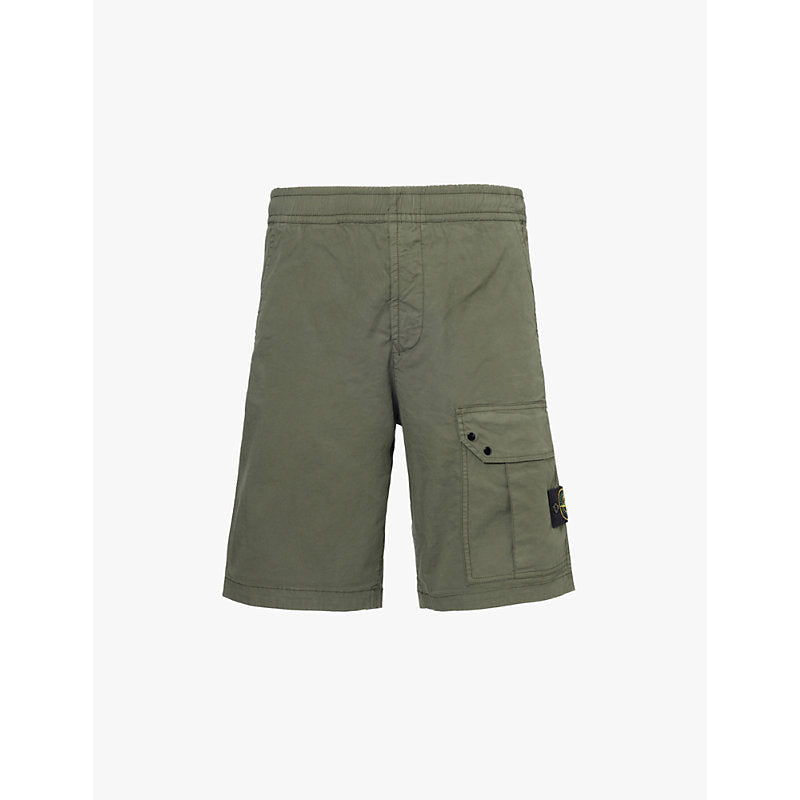  Stone Island Brand-patch drawstring-waist stretch-cotton shorts